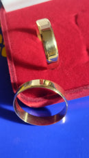 Alianças Par Casamento Ouro 18 Kilates 8 Gramas Boleadas Com Kina 7 mm Chanfrada