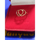 Anel ouro 18 k corações peso 0,70 grama topo 10 mm fio 1 mm