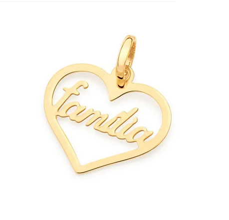 Pingente Familia Ouro 18 k Peso 2.00 Gramas 22 mm