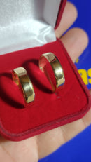 Alianças Par Casamento Ouro 18 Kilates 8 Gramas Boleadas Com Kina 7 mm Chanfrada