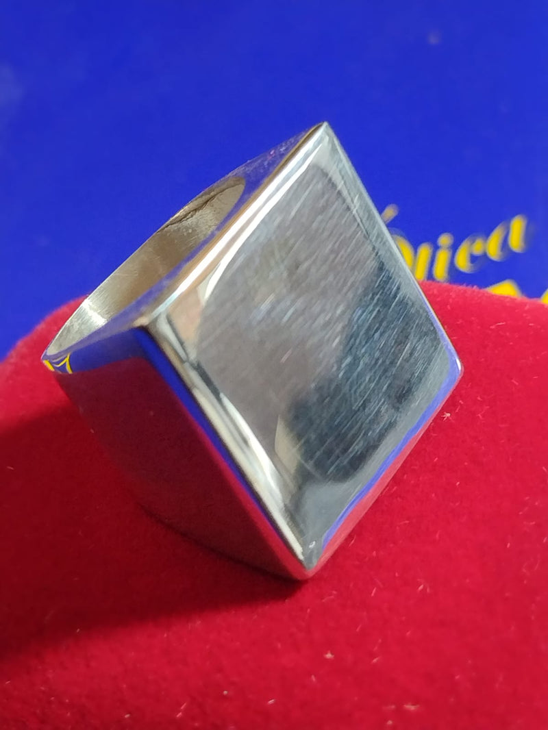 Anel Prata 950 Quadrado 20mm x 20 mm Liso