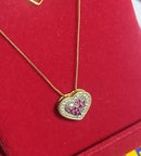 Colar Gargantilha Corretinha 50 Cm Coração 10 mm Brilhantes Rubi Ouro 18 Kilates 1.70 Gramas