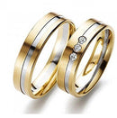 Par Aliança Casamento Ouro 18 Kilates 3 Pedras Zircônias de 3 mm Anatômicas