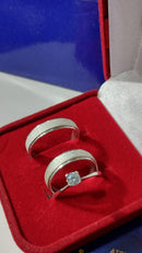 Alianças de Compromisso + Anel Solitário Prata 950 Largura 5 mm Pedra Solitário 3 mm Temos todas as cores de pedras