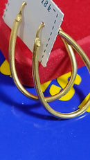 Brinco Ouro 18 Kilates 2.60 Grama Oval 30 x 20 mm 15 mm Oco Resitente