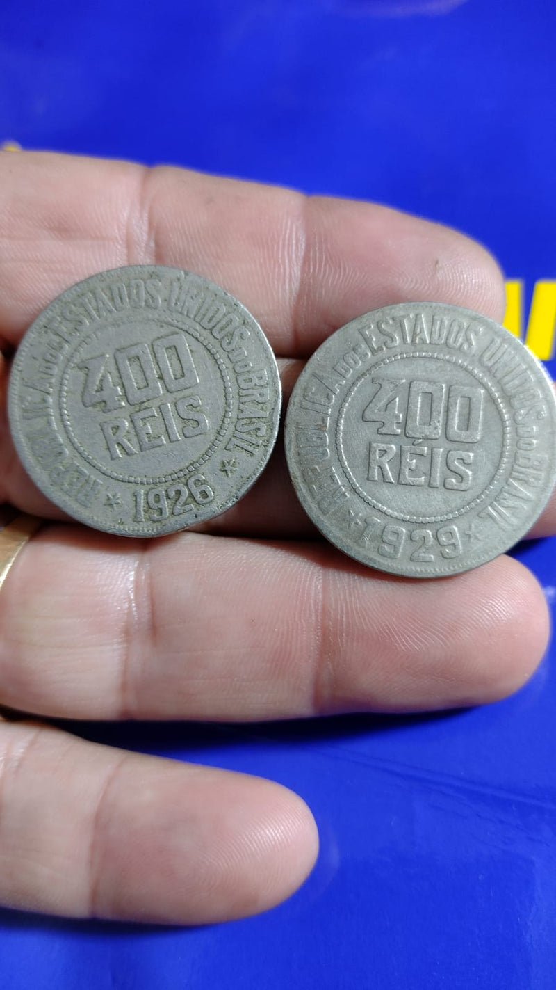 Moeda 400 reis 1926 e 1929 Cupro Níquel 2 Moedas Raras
