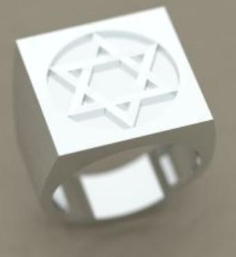 Estrela De Davi Anel Prata 950 / Topo 2 Cm X 2 Cm / Aro 10 mm - Maciço /Fechado