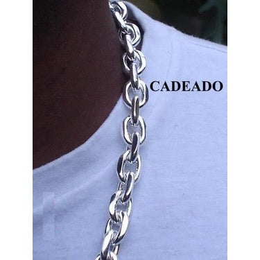 Cordão de prata 950 Elos cadeado 110 gramas 60 cm 8mm de largura  Fecho gaveta com 2 travas laterais