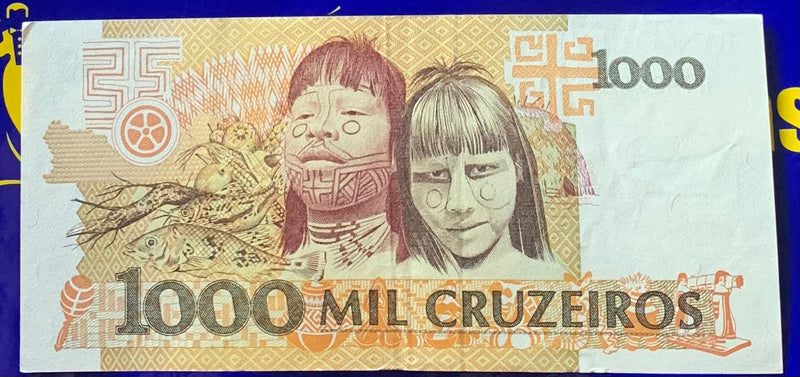 Cédula 1000 Cruzeiros Banco Central Do Brasil Antigas Coleção Brasil