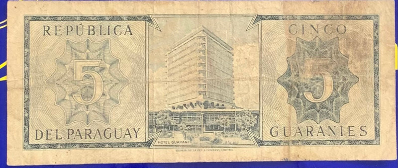 Cédula 5 Guarantes Banco Central Del Paraguay Antigas Coleção