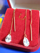 Brincos Coração Ouro 18 Kilates 10,50 Cm Pedra a Corrente de altura Pedra Zircônia 7 x 9 mm Peso 1.90 Gramas