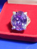 Anel  Grande Prata 950 Modelo Pedrão 20 mm x 15mm Peso 13. Gramas Pedras Lilas Ou Branca