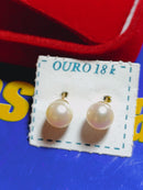 Par Brincos Pérola 3 mm Ouro 18 Kilates Peso 0.80 Grama