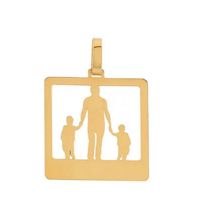 Pingente Pai e 2 Filhos Ouro 18 k Peso 0.50 Grama 10 mm