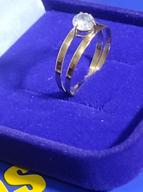 Anel Ouro 18 kilates Casamento Noivado Compromisso 2.20 Gramas Pedra Zircônia Todas as Cores 3 mm