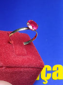 Anel Chuveirinho Solitário Pedra 6mm Zircônias Ouro 18 Kilates Todas as Cores 1.20Gramas