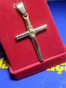 Pingente Cruz Ouro 18 Kilates 6.40 Gramas Oco Tubo 4 mm 40mm = 4 Cm