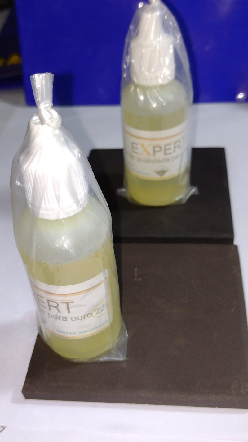 Teste Ouro  2 Vidro e 2 pedra Kit Completo Teste 30 Ml e Pedra  7.50 x 7.50 Cm Tetta Ouro 22 Kiilates