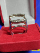 Anel Prata 950 Modelo Aberto Pedras Zircônias 6.30 Gramas Topo 27 mm x 15 mm