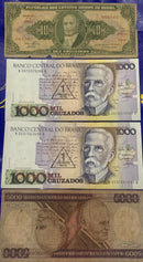 15 Cédulas Cruzeiros e Cruzados Repulblicas do Brasil Antigas Coleção