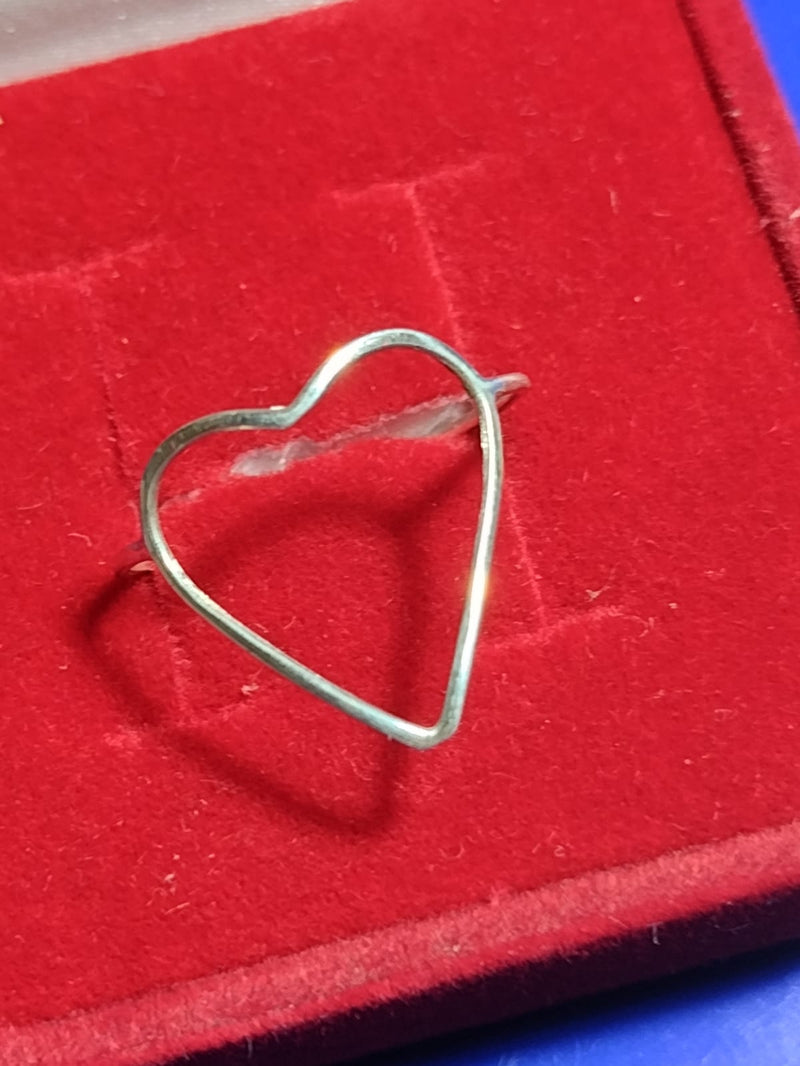 Anel Coração Prata 950  de Lei  Coração 18 mm x 15 mm Aro 1 mm