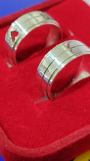 Alianças Coração Namoro Compromisso de Prata 950 Lisa 7 mm Lisa e Brilhosa