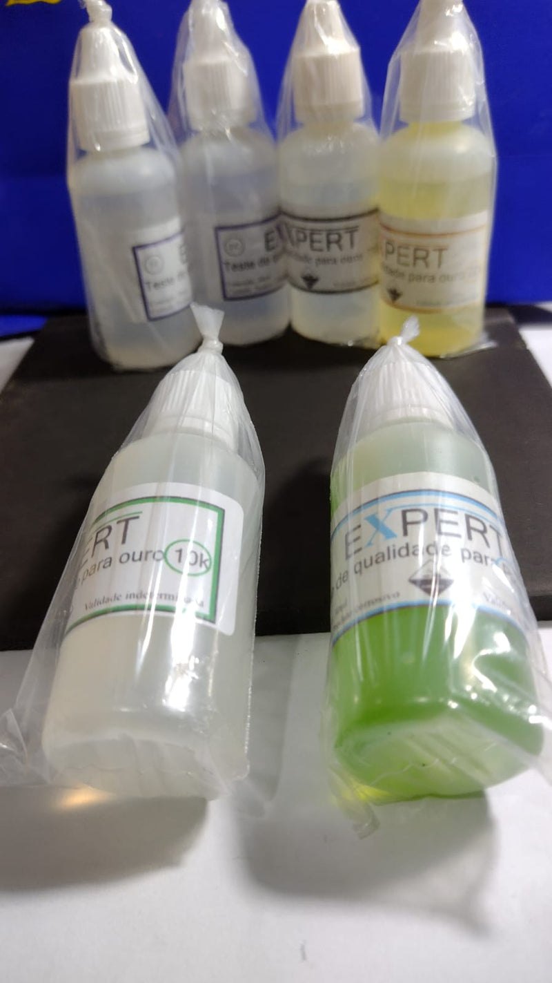 Teste Ouro e Prata 30 ml mais  pedra  Kit Completo Proficional 6 vidros mais Uma pedra de 15 x 15 cm