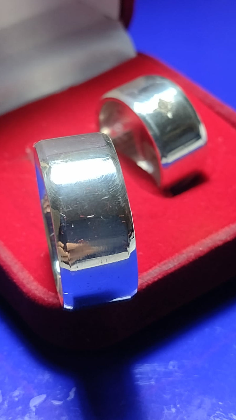 Alianças 10 mm Namoro Prata 950  Namoro e Cmpromisso Lisa Com uma Pedra Maciça