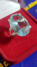 Anel de Prata 950 Maciço Pedra Zircônia 20 x 15 mm Lilas ou Azul Clara