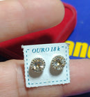 Par Brincos Zircônias 7 mm Ouro 18 Kilates Peso 1.9 Grama