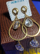 Brincos Moderno 50 mm Gotas Ouro 18 Kilates  4.80 Gramas