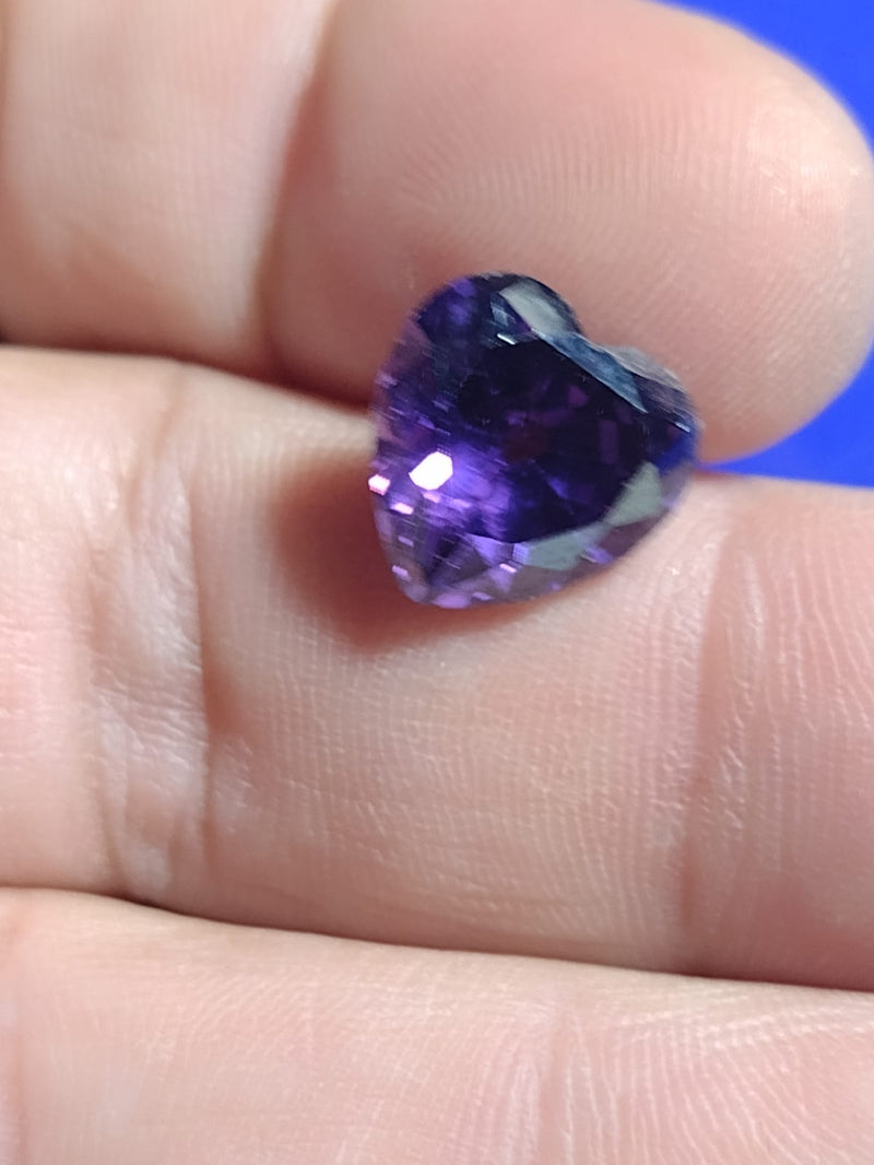 Pedra Zircônia Ametista Coração 12 mm  Peso 2.30 Gramas