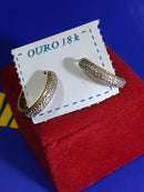 Brincos Ouro 18 Kilates  1.60 Gramas Com Ouro Branco