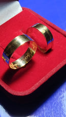 Alianças Casal Ouro 18 Kilates Retas Noivado e Casamento 7 Gramas 6mm Com Risco