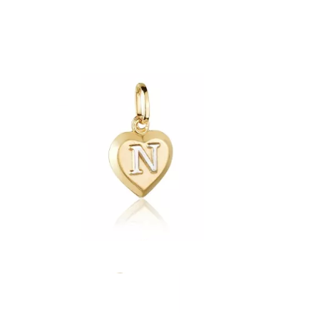 Pingente Letra N Ouro 18 k Peso 0.30 Grama 7 mm