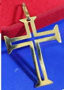 Pingente Cruz Vazado laminada 30 mm Cruz Ouro 18 Kilates 2.10 Gramas Maciça