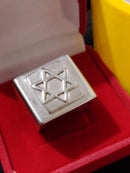 Anel Prata 950 Topo 20 x 20 mm Estrela de Davi