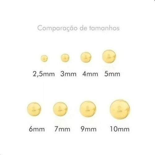 Par De Brinco De Bola Adulto 9mm Ouro 18k - 750