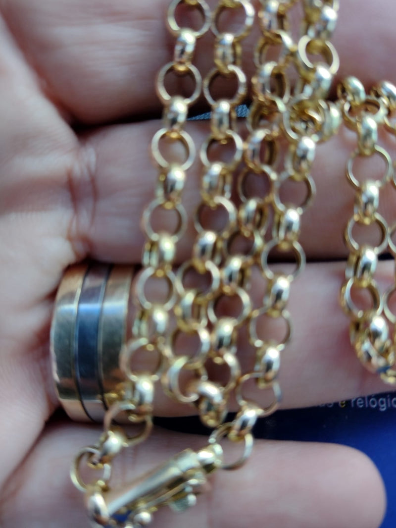 Gargantilha Elos Português 5 Mm Ouro 18k / Oco/11 Gr 45 Cm