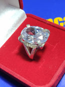 Anel  Grande Prata 950 Modelo Pedrão Oval 20 mm x 15 mm Peso 13.60 Gramas Pedras de Todos Cores