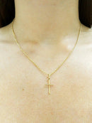 Pingente Cruz Palito Em Ouro 18 Kilates 17 mm 0.70 Gramas