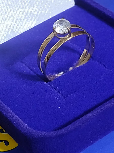 Anel Ouro 18 kilates Casamento Noivado Compromisso 2.20 Gramas Pedra Zircônia Todas as Cores 3 mm