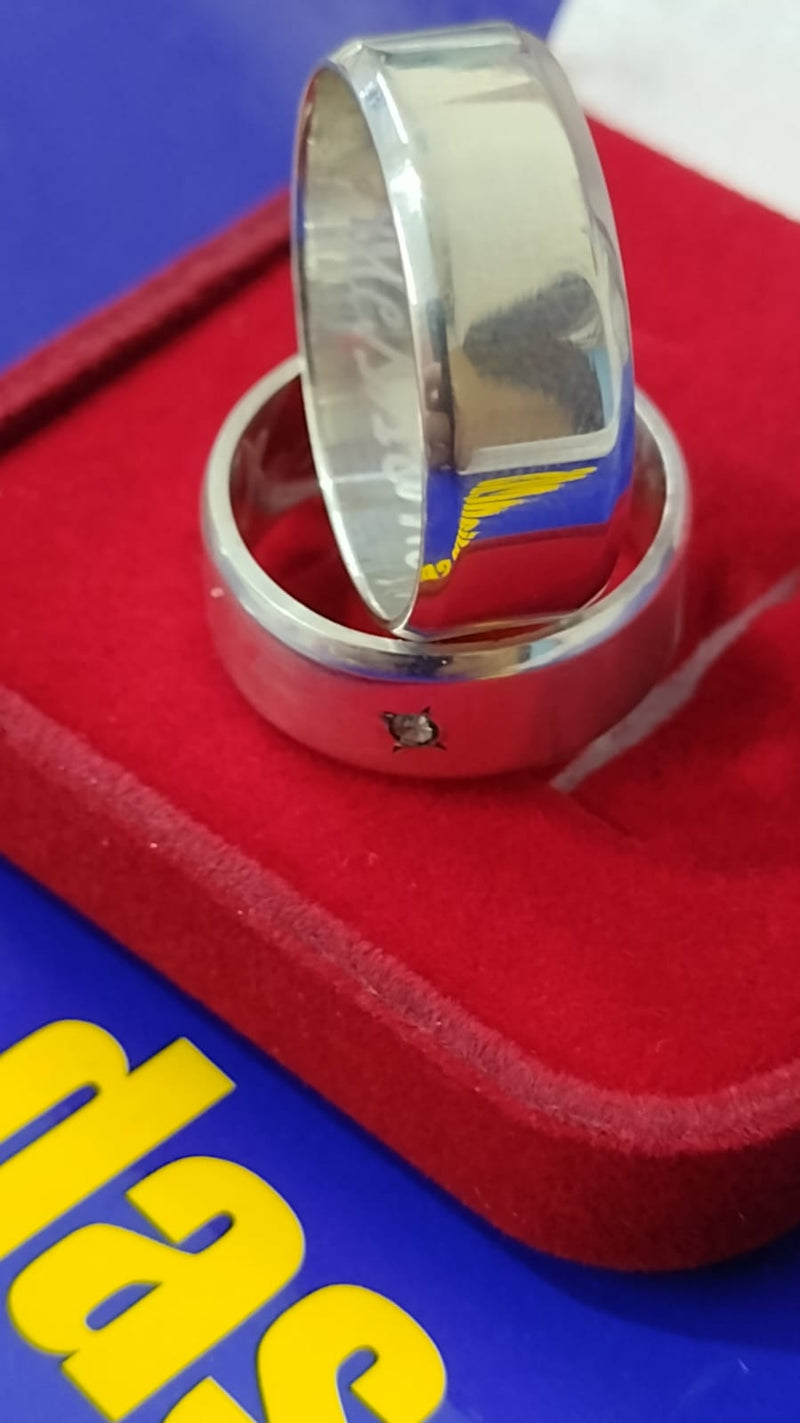 Alianças 10 mm Namoro Prata 950  Namoro e Cmpromisso Lisa Com uma Pedra Maciça
