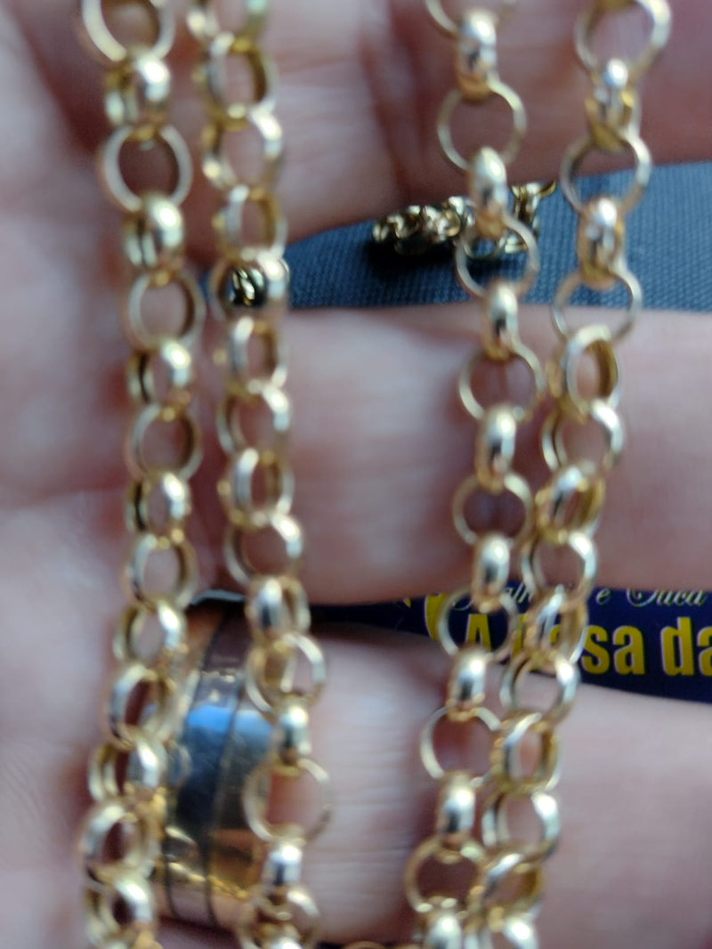 Gargantilha Elos Português 5 Mm Ouro 18k / Oco/11 Gr 45 Cm