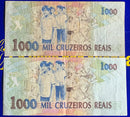 2 Cédulas  Raras Mil Cruzeiros Banco Central do Brasil Antigas Coleção Linda Cédulas