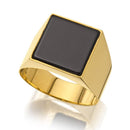 Anel Em Ouro 18 K /pedra Onix/ Promoção/ 20 Gr 6 Mm