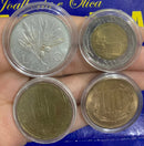 Kit 4 Moedas Estrangeiras Coleção Novas Moedas Nas Cápsulas