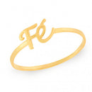 Anel Fé Ouro 18 Kilates Maciço Peso 1.00 Grama 1 mm