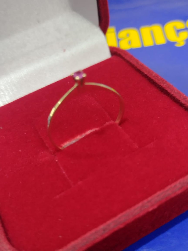 Anel Ouro 18 kilates 1,10 Gramas Pedra Zircônia 3 mm Todas Cores