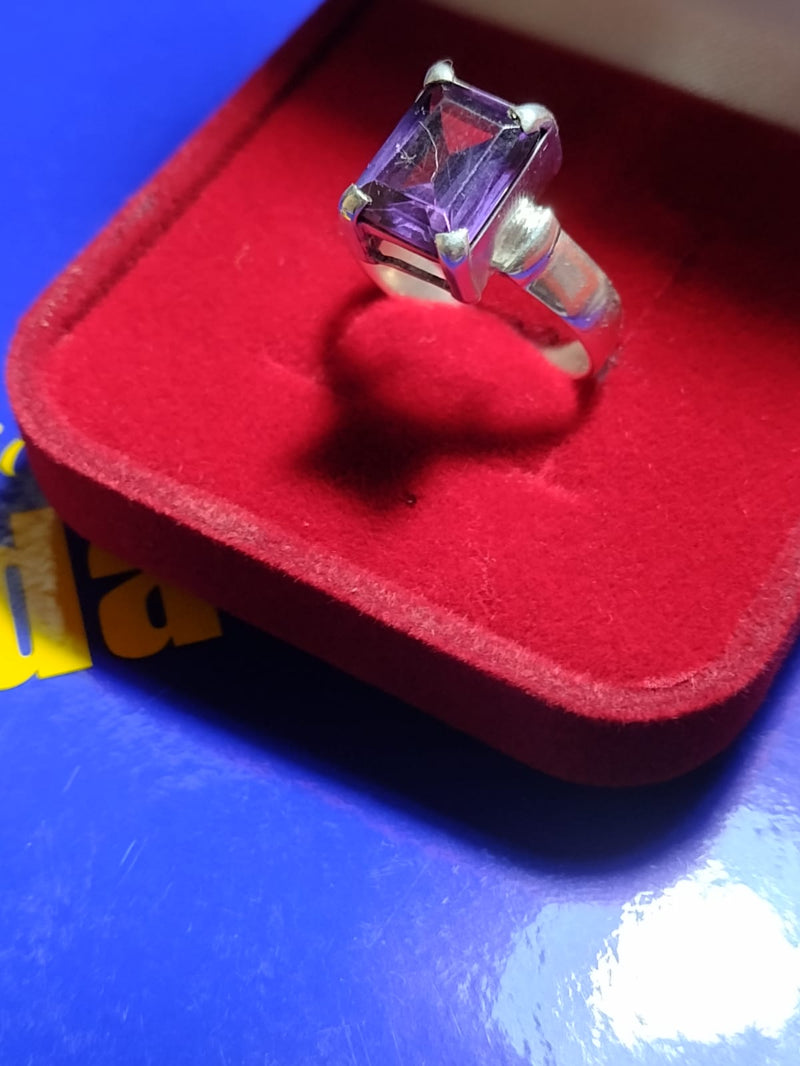 Anel Prata 950 largura 6 mm anel Solitario pedra Zircônia 10 X 6 mm